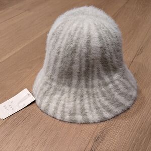 Gray Striped Bucket Hat